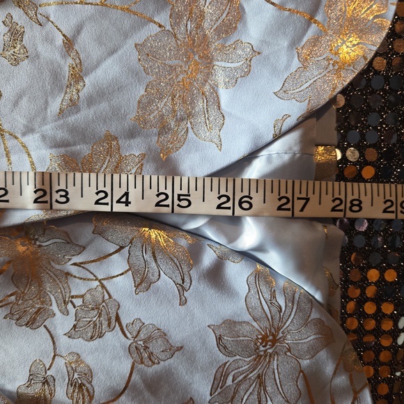 Manfinity Pastel Eggshell Blue Gold Metallic Floral Suit Coat Blazer - Picture 12 of 15